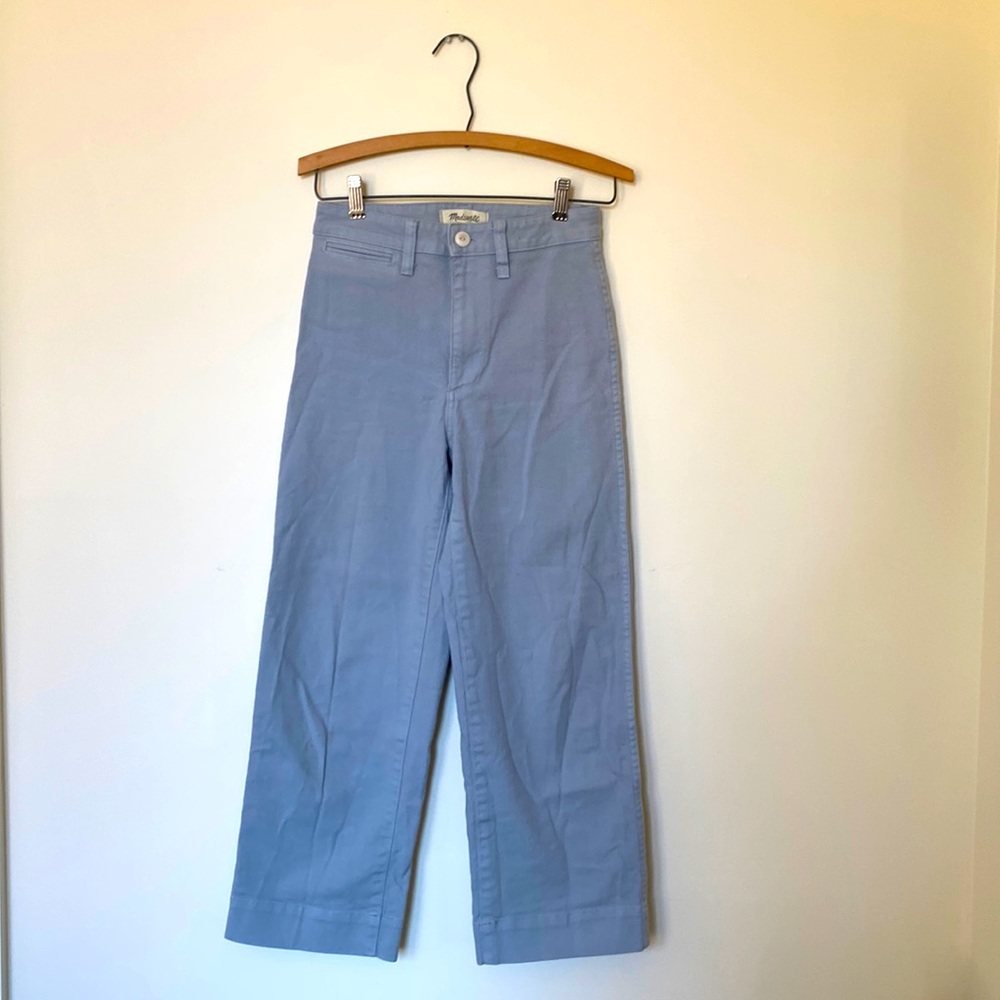 Madewell baby blue-ish grey wide legged pants